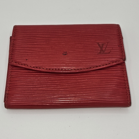 Louis Vuitton Red Epi Leather Card Holder‎ Wallet Classic Compact Snap Closure - Picture 1 of 16